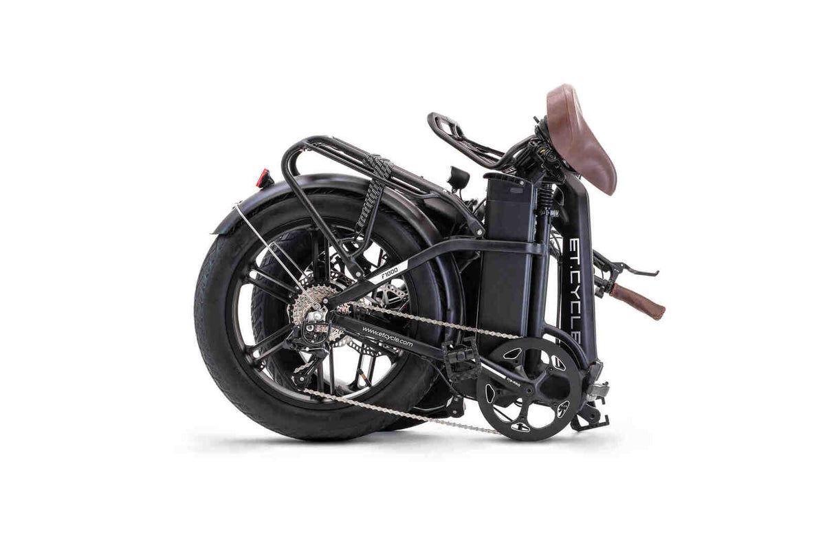 ET.Cycle F1000 Folding Fat E-Bike, 300W, 48V 21Ah, 1008Wh, Hydraulic Brakes [Black 20"]