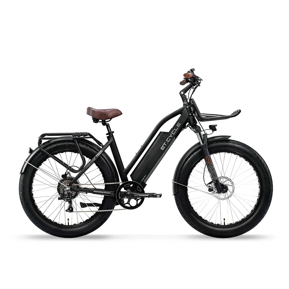 ET.Cycle T1000 Fat Trekking Step-Thru E-Bike, 300W, 48V 21Ah, 1008Wh Battery Matt Black 26"